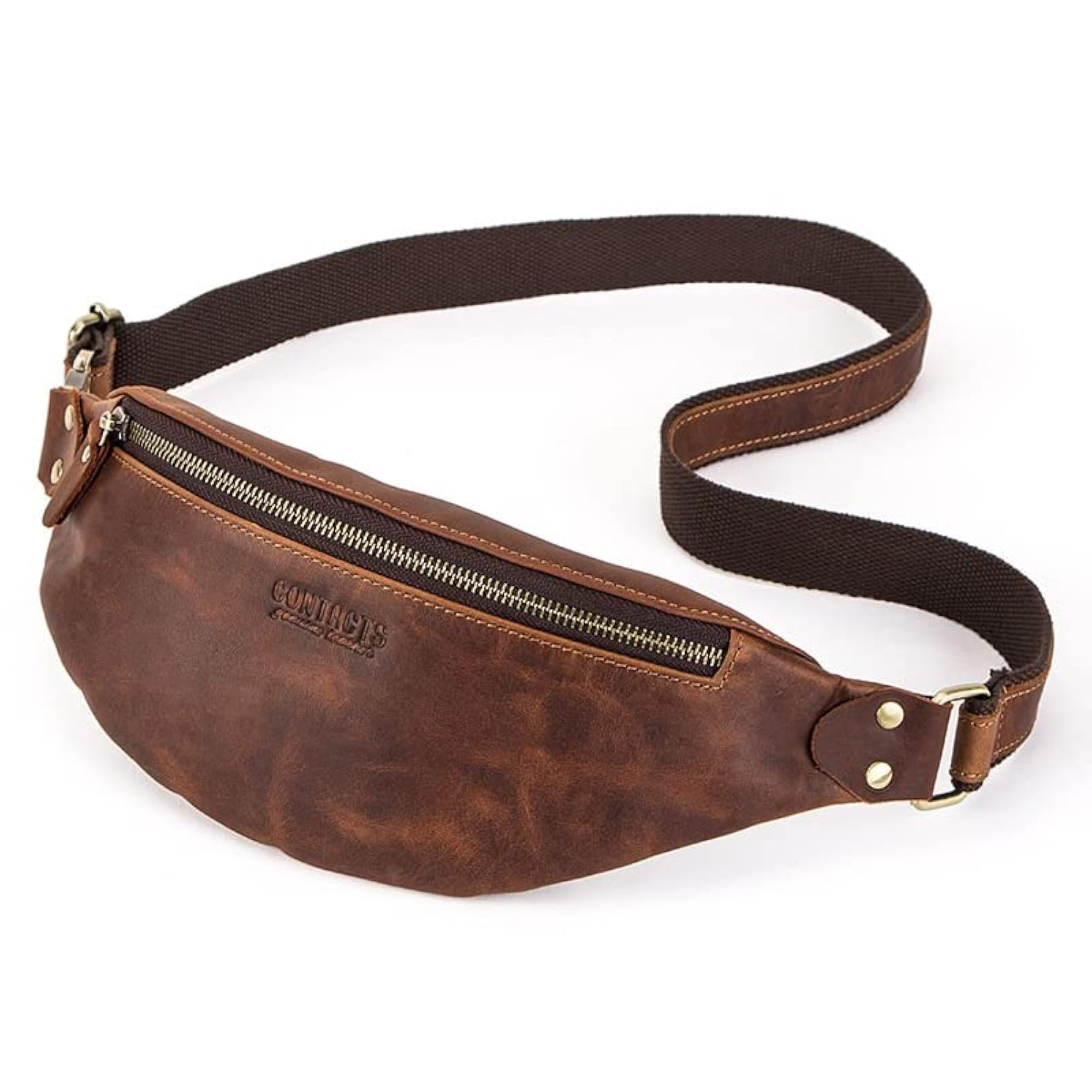 Full Grain Leather Sling Bag for Men, Small Crossbody Bag